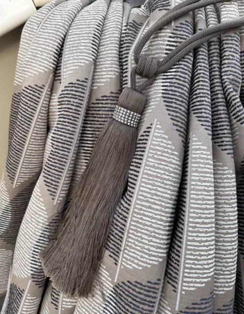 Stunning Heavy Quality Taupe/ Charcoal/ Cream Textured Curtains