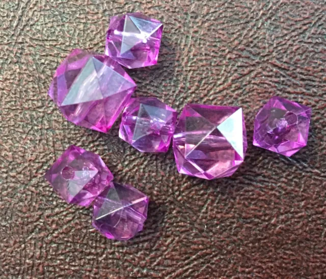 Vintage Lavender Purple Watercolor Faceted Geometric Cube Mixed Lucite Bead Lot