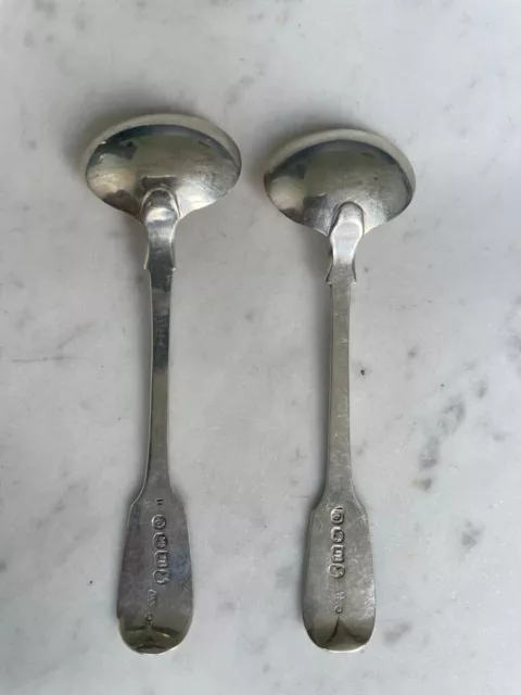 2 Mid.19Th Century English 925 Sterling Silver Condiment Spoons With Royal Crest
