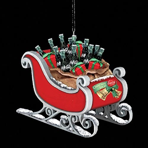 Coca-Cola Kurt Adler Resin Sleigh with Bottles Ornament #CC2155