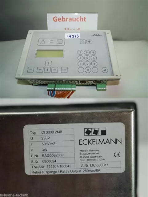 LINDE CI 3000 2MB Eckelmann Cooling Unit Control Unit