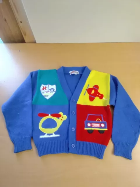 Vintage Mckids McDonalds Knitted Child's Block Colour Cardigan Size 4T