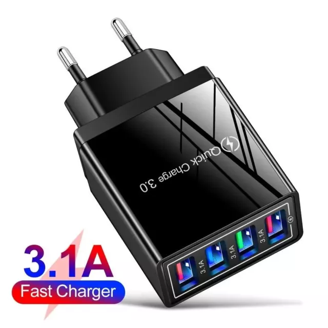 Hub USB QC3.0 4 Ports Multi Charge Rapide Adaptateur Secteur Chargeur Mural