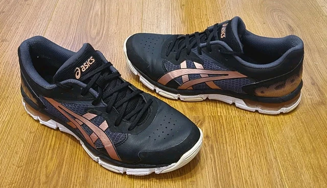 EUC ASICS GEL NETBURNER Academy 8 Netball Shoes UK Size 7 Black Rose Gold 19.00 PicClick UK