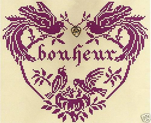 GRILLE POINT DE CROIX - COEUR BONHEUR + charm - réf : 4004 EUR 5,50