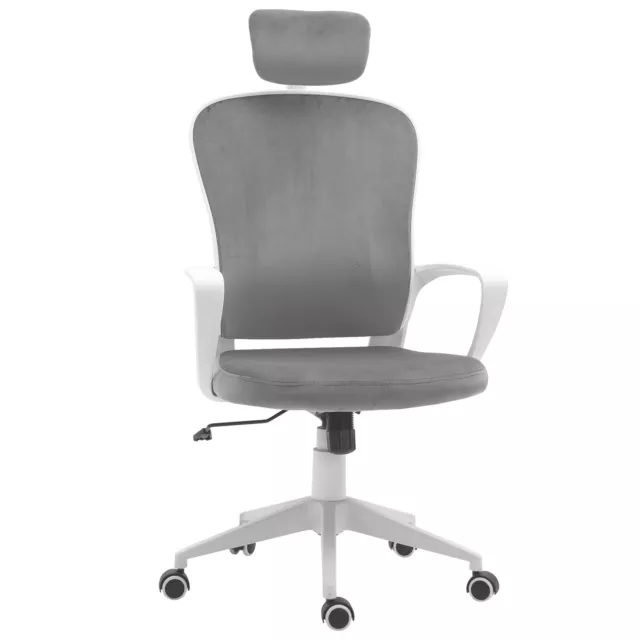 Vinsetto High-Back Office Chair Home Rocking w/ Wheel, Up-Down Headrest, Grey