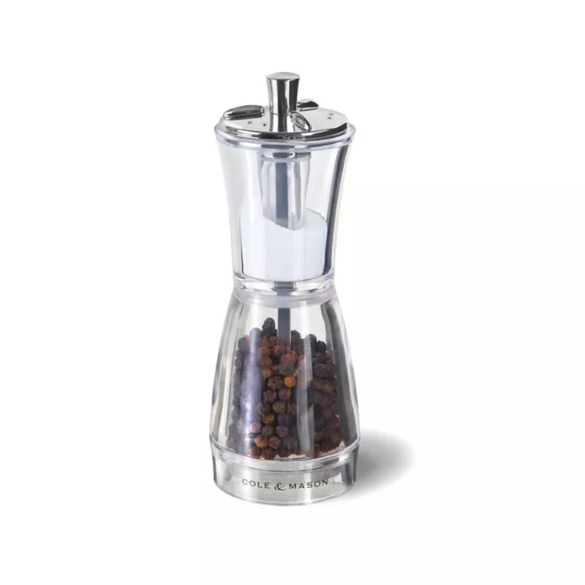 Cole & Mason Cowes 14cm Salt & Pepper Combi Mill Kitchen Spice Grinder Clear