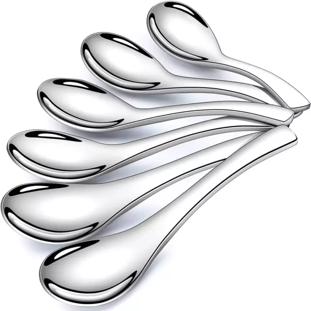 6 PCS Soup Spoons,Stainless Steel Table Spoons Rice Soup,Thick Soup Spoons Home,