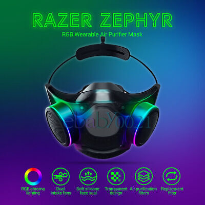 RAZER ZEPHYR Air Purifier Face Mask Transparent RGB Wearable Air Purifier Mask