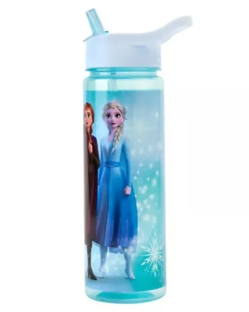 Frozen Elsa Anna Olaf Water Bottle With Straw 600ml Kids Girls Drink Bottle NEW