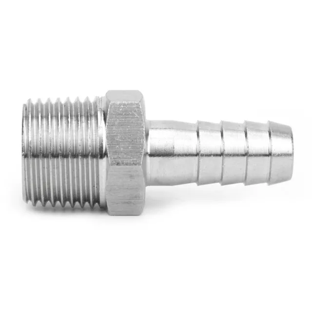 (BSPT1/2-8mm)2PCS 1/2in BSPT Male Thread Barb Connector Stainless Steel Pipe