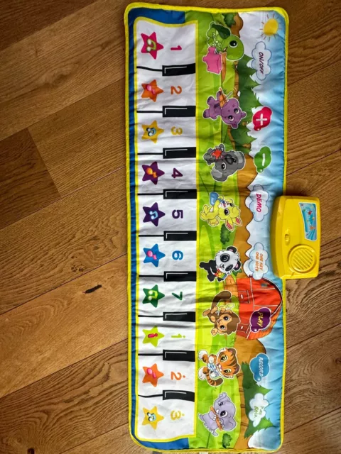 Tanzmatte,Musikmatte für Kinder, Klaviermatte mit 8 Instrumenten,Tier, 100x36 cm