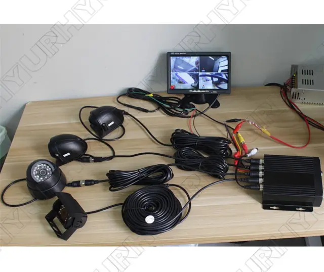 4CH Car DVR Video Recorder +7"Monitor + 4 Night vision Cameras For Truck Van Bus