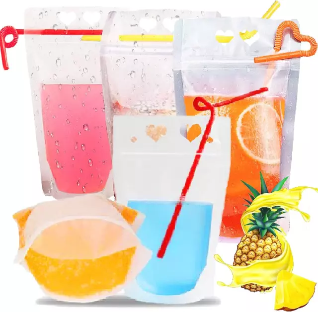 50 Pcs Clear Drink Pouches Bags,heavy Duty Hand-held Stand Up Bag For  Freezing Juice Cold Drinks(500ml)