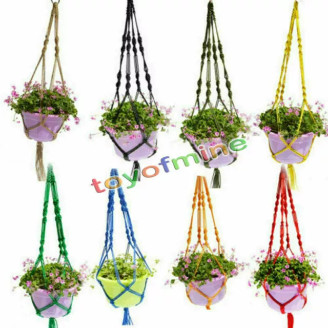 Plantes pot hanger macrame jute pour intérieur/extérieur plafond panier suspendu 2