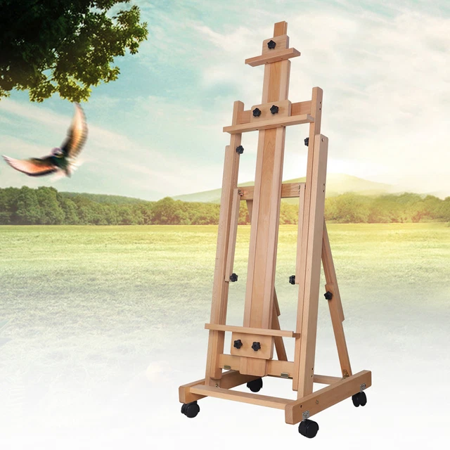 HEAVY-DUTY H FRAME Red Beech Studio Easel Art Stand Wood Painting Art ...