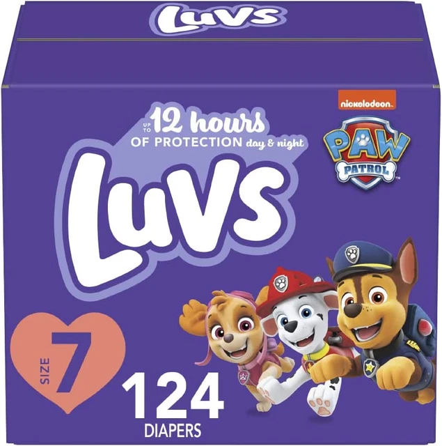 Luvs Pro Level Leak Protection Diapers Size 7 124 Count Economy Pack, Packaging
