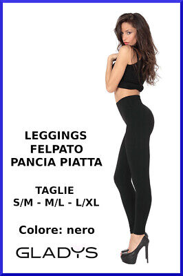 Leggings da donna GLADYS leggins nero pancia piatta micropile elasticizzato