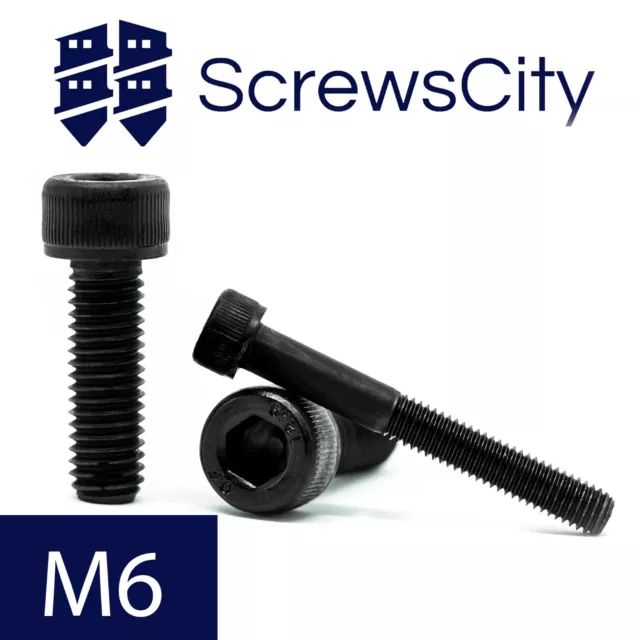 BLACK CAP HEAD BOLTS ALLEN SOCKET SCREWS HIGH TENSILE 12.9 STEEL M6 (6mm Ø)