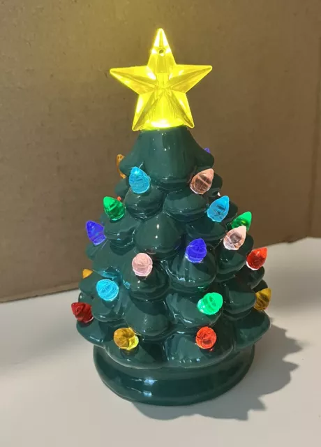 5” Ceramic Battery Powered Christmas Tree W/timer Function Vintage Style SALE