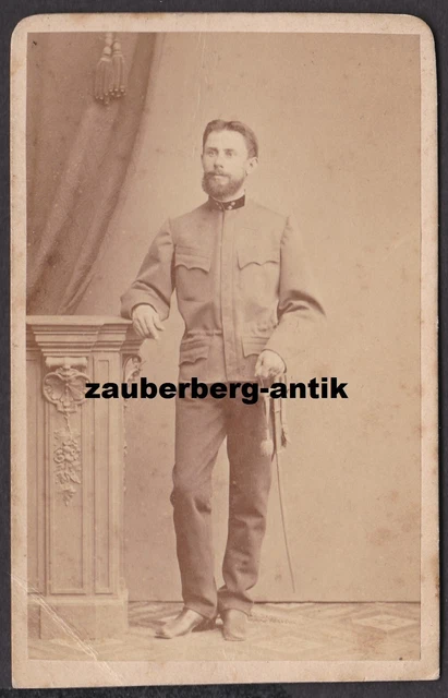 19769 Frühes Portrait Foto CDV K.u.K Soldat Atelier in Lwowiec Polen