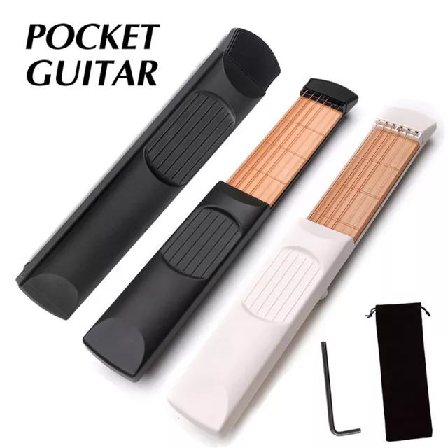 6 String 6 Fret Model Portable Pocket Guitar Neck Chord Trainer Sapele Wood