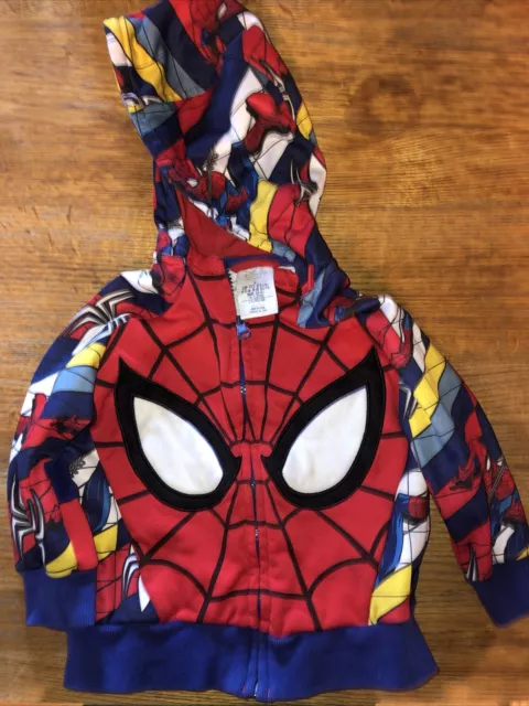 Disney Store Marvel Spiderman Spider Hooded Kids Light Jacket  Size 2 Up To 91cm