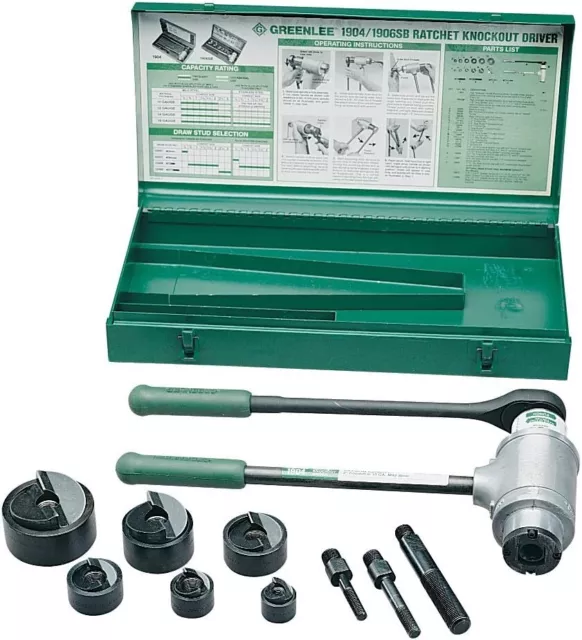 GREENLEE High Leverage Ratchet Driver with 1/2" -2" Slug-Buster 1906SB