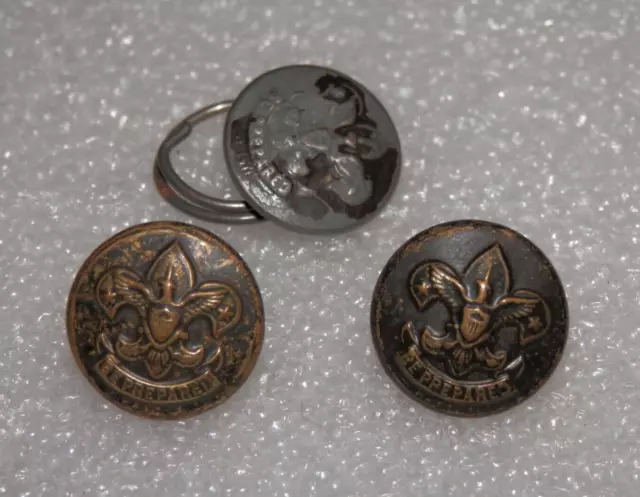 x3 Vintage Boy Scout Uniform Buttons • Eisner Co 1914-1932 Loop Shank 1/2"