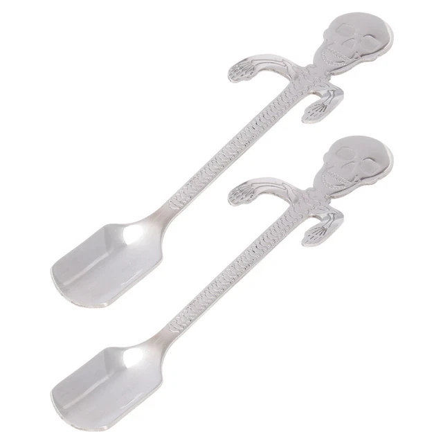 2 piezas cuchara calavera acero inoxidable cuchara de postre cuchara de café