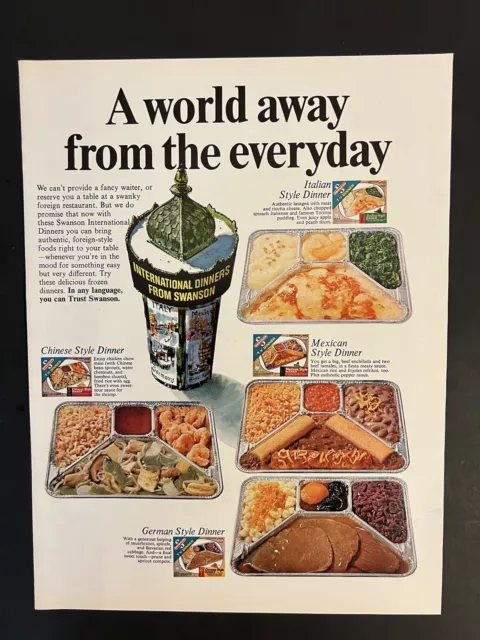 Swanson Foods VTG 1967 Life Print Add 10.5x13.5 Frozen TV Dinners Mid Century