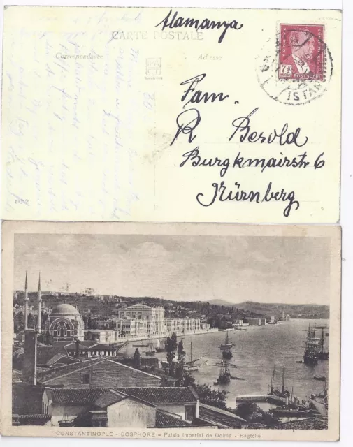 Turkey 1935, sw AK Palais Imper. de Dolma v. Istanbul n. Nuremberg. #1649
