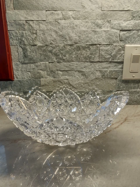 American Brilliant Oval Cut Glass Bowl 10