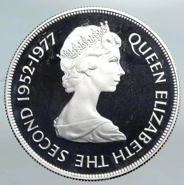 1977 MAURITIUS UK Queen Elizabeth II VINTAGE PROOF Silver 25Rupee Coin i90063