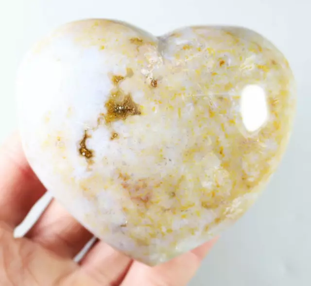 345g Amazing Natural Ocean Jasper Crystal Agate Geode Heart Jasper Reiki Stone
