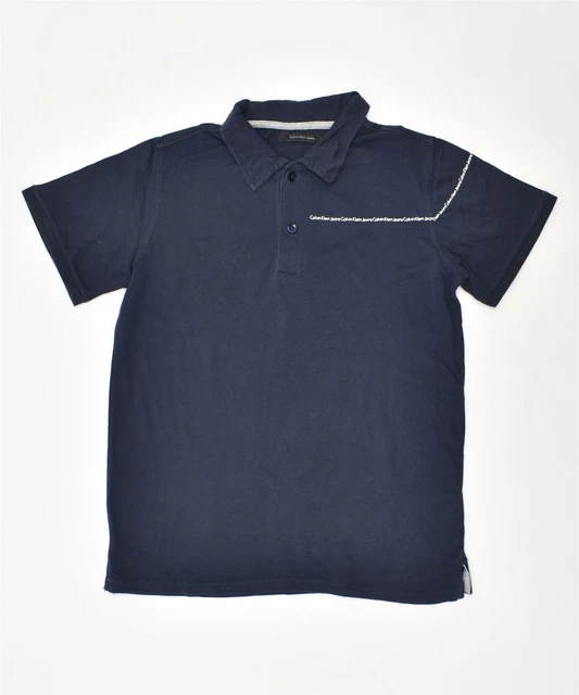 CALVIN KLEIN Polo Shirt Ragazzo 9-10 Anni Blu Navy Cotone ANNO 09