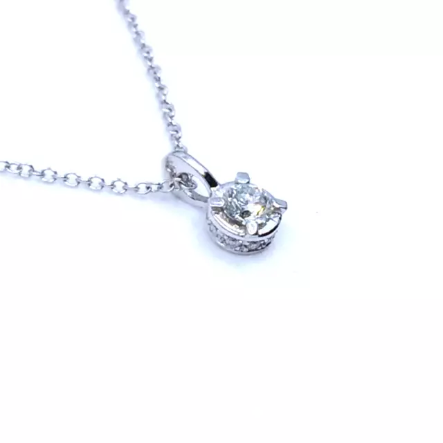 Collier solitaire avec pendentif chaîne torsadée pour femme, or blanc 18...