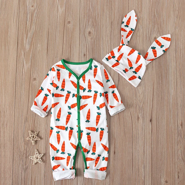 Easter Toddler Carrot Romper Jumpsuit