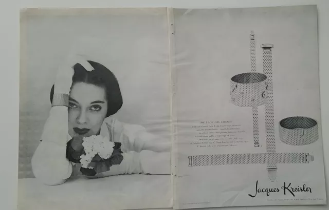 1947 JACQUES KREISLER mesh cuff bracelet gold finish vintage jewelry ad ...