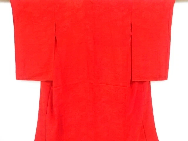 45078# Japanese Kimono / Antique Juban / Mon Kinsha / Woven Carriage & Pine