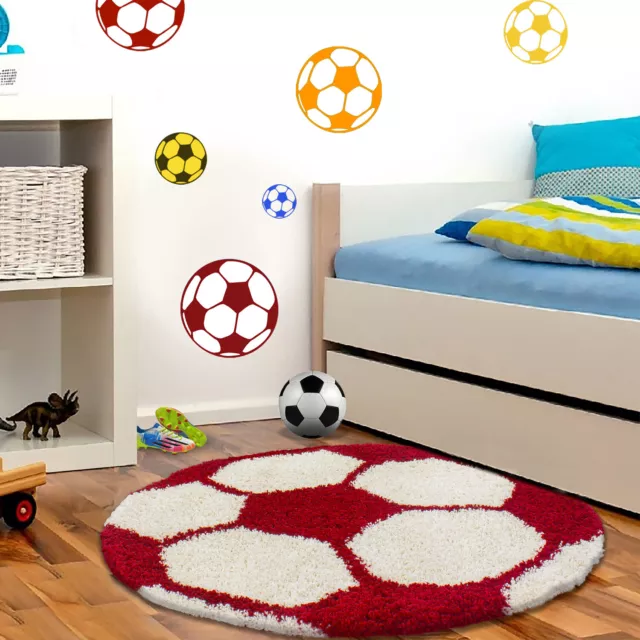 Alfombra infantil alfombra de habitación infantil pelotas fútbol baloncesto redondo rojo