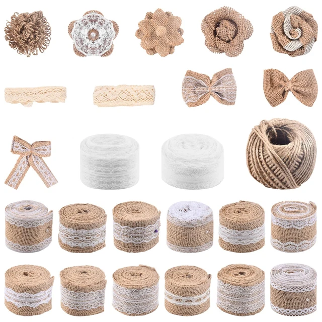 Lot De 6 Rouleaux De Ruban Naturel En Toile De Jute Avec