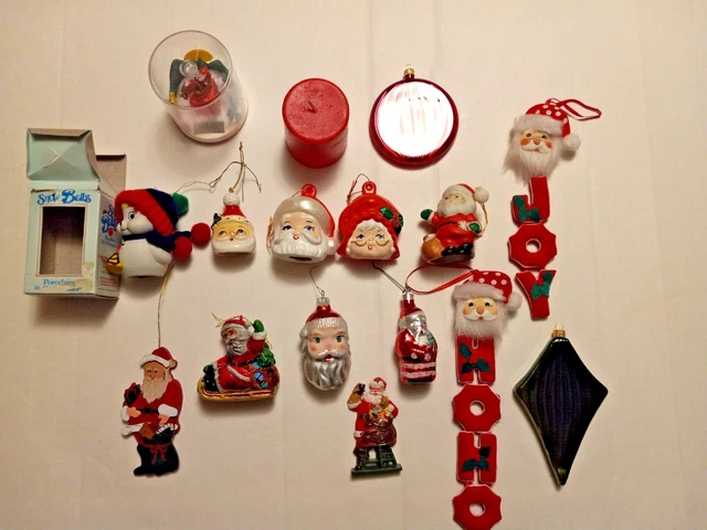 Christmas Ornaments Junk Drawer Lot Santa's and More