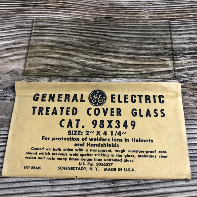 Rare Vintage General Electric Welding Welders Treated Cover Glass 2 x 4 1/4