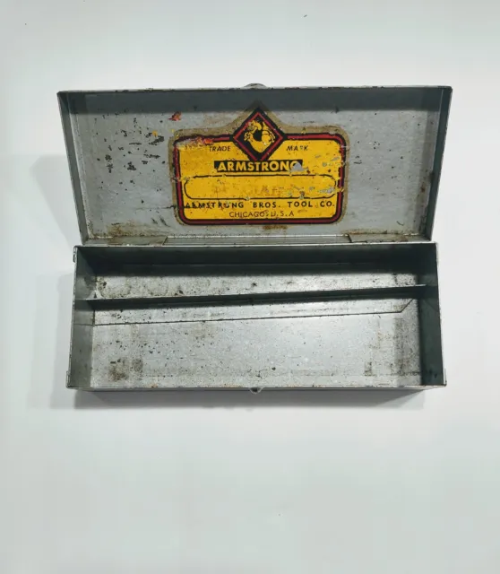 Vintage Armstrong Brothers Ratchet And Socket Set Tool  Holder Metal Box Only