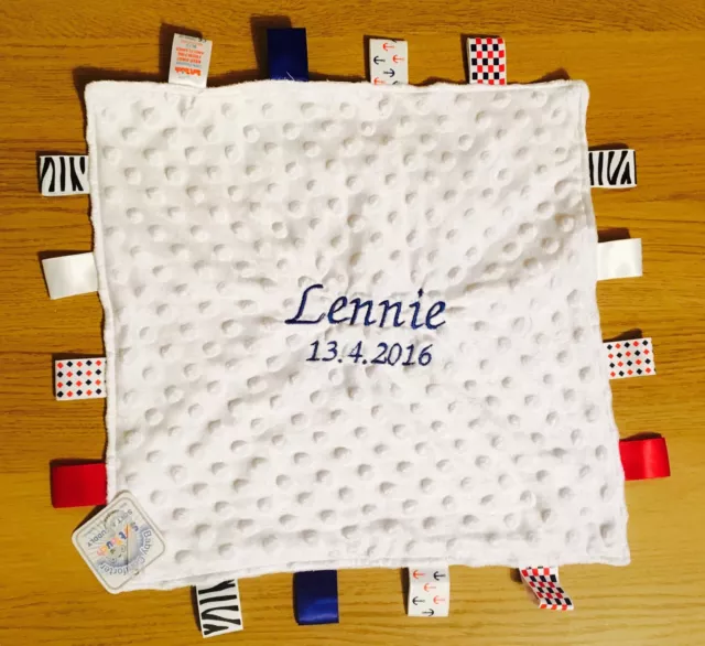 Personalised Baby Taggy Blanket, Snugly Comforter Newborn Boys & Girls Gift