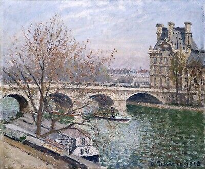 10166.Decor Poster.Room wall art.Camille Pissarro painting.Barges on Pontoise