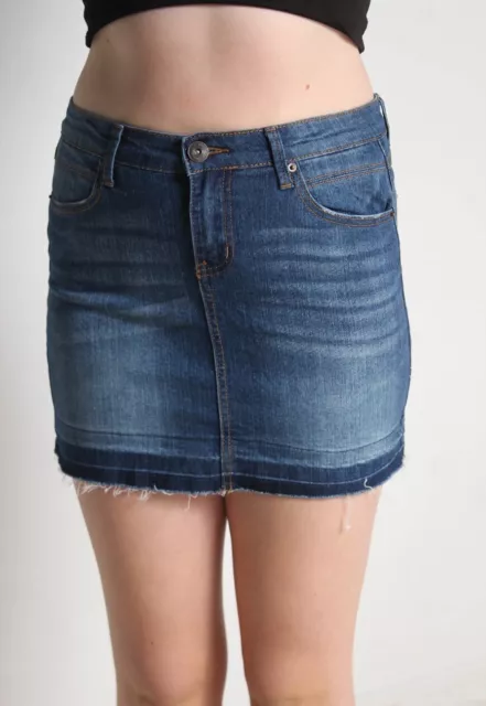 Vintage Y2K Denim Mini Skirt Blue W30’ - Size 10 (A26)