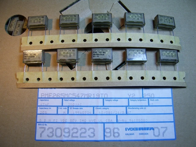 Lot De Condensateurs RIFA PZB 0.15µF + 2x 4.7nF - X2/Y2, 275V, Neufs, Fabriqués En Finlande