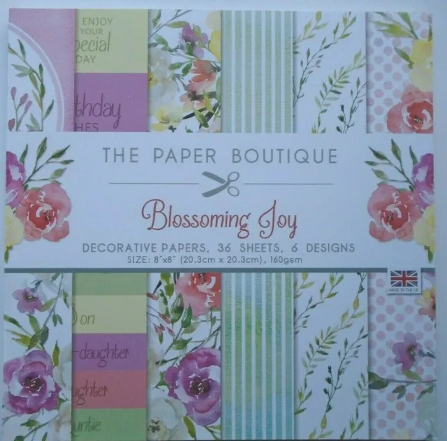 The Paper Boutique - 8 X 8 Papierpad - Blühende Freude - 36 Blatt 6 Designs